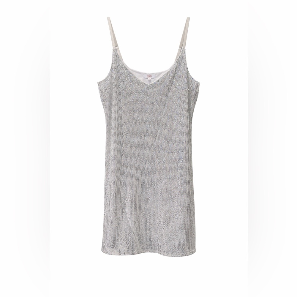Silver glitter party dress